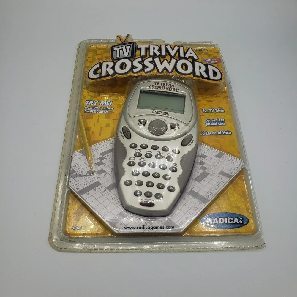 Vtg Radica TV Trivia Crossword Handheld Electronic‎ Game Open Tested Retro 2000